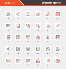 Customer Service Flat Line Web Icon Concepts