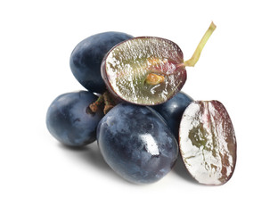 Ripe sweet grapes on white background