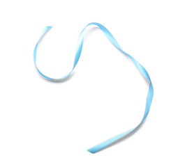 Blue ribbon on white background