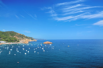 View of beautiful resort near sea on sunny summer day