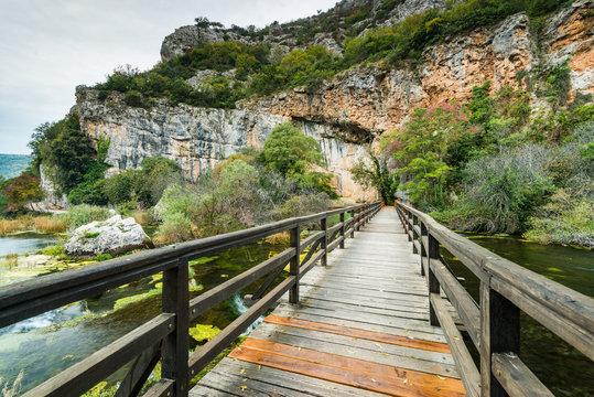Wooden bridge in Krka National Park,Croatia