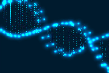 science concept, blue DNA background with space for text, vector illustration.	
