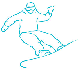Green Snowboarder Flat Icon on White Background