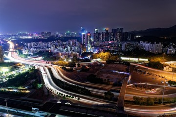 Shenzhen city roads at night