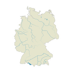 Germany map vector. European German country icon. river and lake