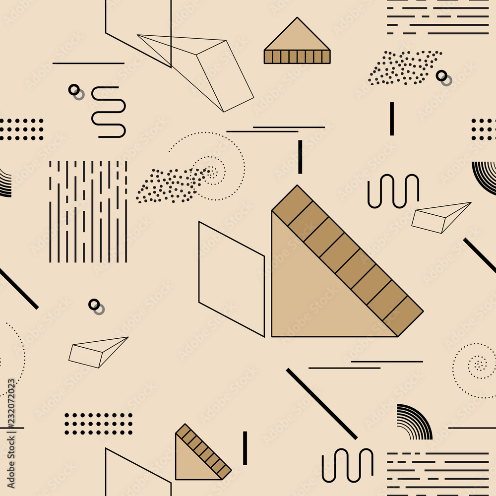 Poster retro 80's memphys seamless pattern. abstract geometric vector background.