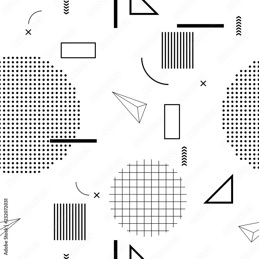 Poster retro 80's memphys seamless pattern. abstract geometric vector background.