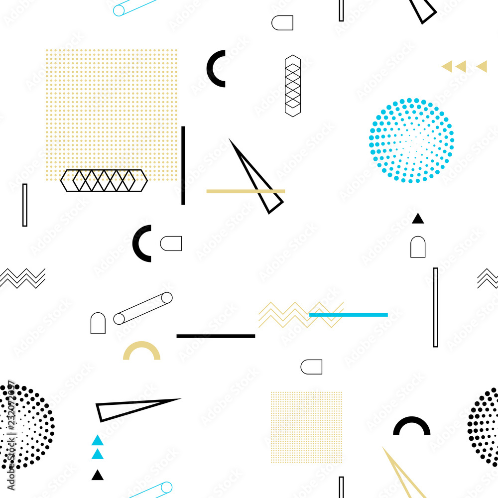Poster retro 80's memphys seamless pattern. abstract geometric vector background.