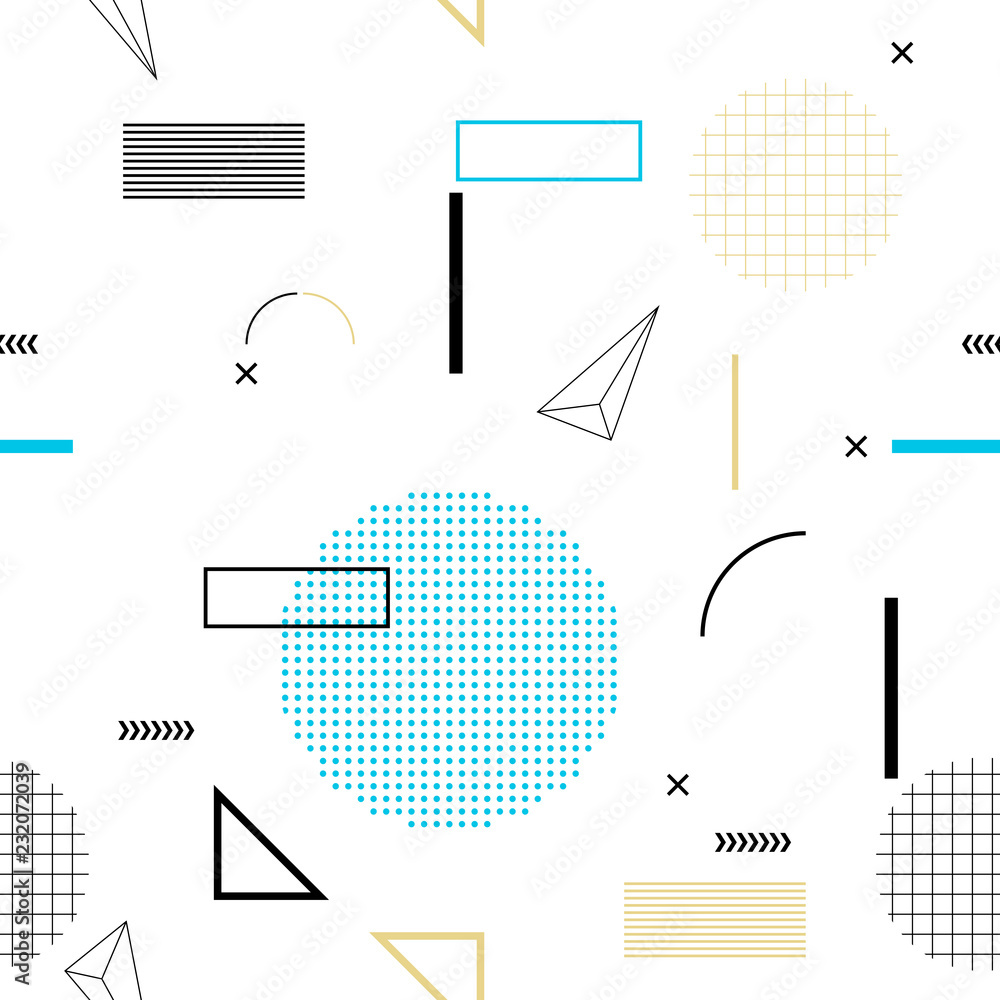 Poster retro 80's memphys seamless pattern. abstract geometric vector background.