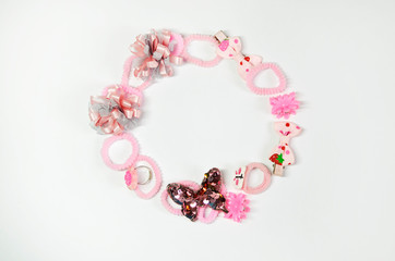 Elastics and hairpins for a little fashionista in pink colors