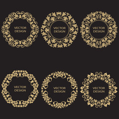 A set of a circular ornament in baroque style.