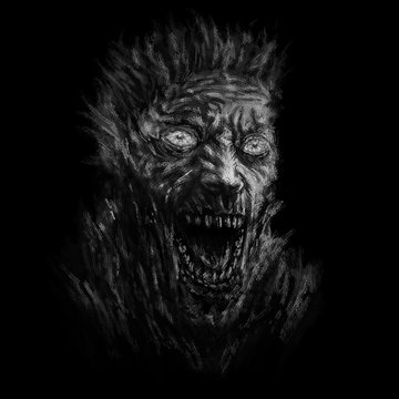 Angry zombie face concept. Genre of horror.