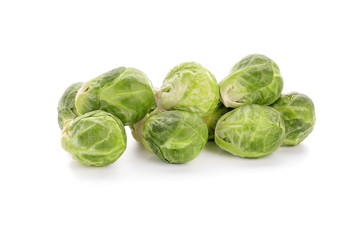 Fresh brussels sprouts on white background