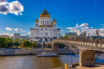 Deurstickers Cathedral of Christ the Savior and Moscow river in Moscow, Russia © Ekaterina Belova