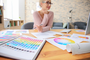 Color palette on table of designer in office