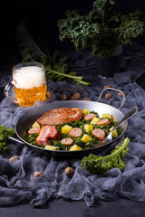 delicious kale Pan with pinkel and kassler