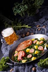 delicious kale Pan with pinkel and kassler