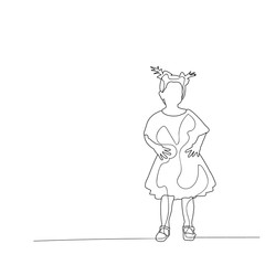 isolated, little girl, sketch