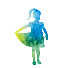 little girl watercolor silhouette