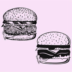  hamburger silhouette isolated