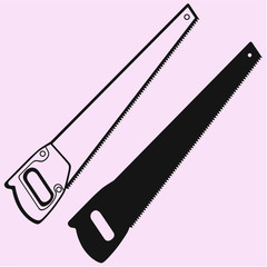 Hand saw vector silhouette