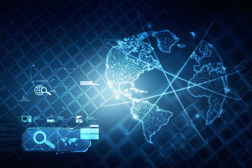 2d illustration Network community concept . Mixed media