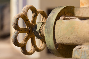 manual handwheel in a control valve, industrial pipe valve
