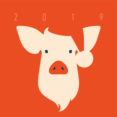 Pig icon. piggy a symbol of the 2019 Chinese New Year.