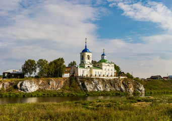 St. George Church on the bank of the Chusovaya River in the village of Sloboda in the Sverdlovsk Region