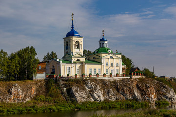 St. George Church on the bank of the Chusovaya River in the village of Sloboda in the Sverdlovsk Region