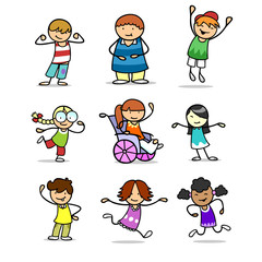 Viele Kinder als Cartoon Clipart Icons