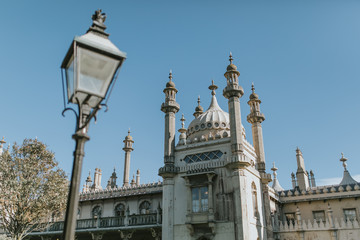 Fototapeta na wymiar BRIGHTON, ENGLAND - October 24th, 2018: The Pavilion monument in Brighton city, with daylight, during a sunny day.