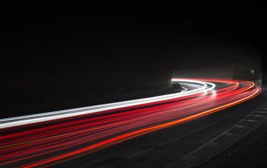 light trails in tunnel