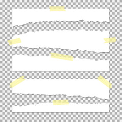 Torn paper set, isolated on transparent background.