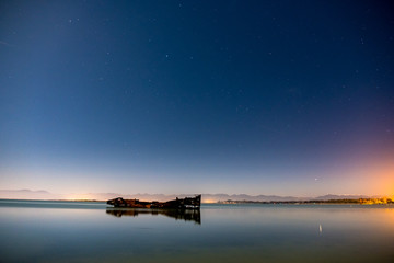 Motueka Ship Wrecked at night. The famous ship in tasman coast area.