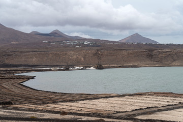 Salt flats at Salinas de Janubio, Lanzarote, Canary Islands, Spain