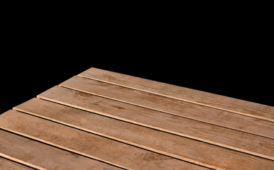 Perspective view of wood or wooden table corner on white background