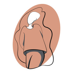 female silhouette element flowing lines hues