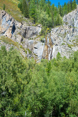 Waterfall Cherlak in the Altai mountains