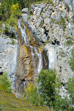 Waterfall Cherlak in the Altai mountains