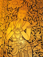 Fototapeta na wymiar Wat Phra Singh Woramahawihan Temple Painting