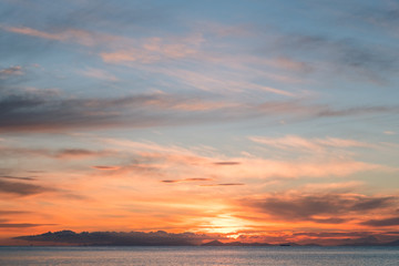 Beautiful sunrise and dusk scene over the sea in the morning.