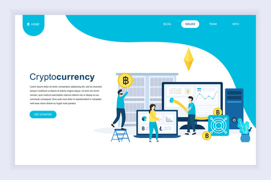 Modern flat design concept of Cryptocurrency Exchange for website and mobile website development. Landing page template. Farm for mining digital money and trading currency. Vector illustration.