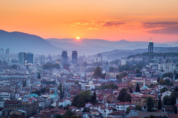 Sunset at Sarajevo city