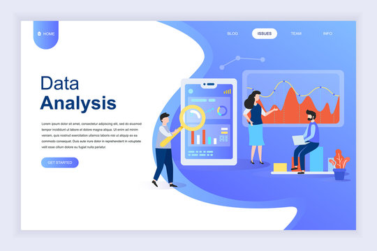 Modern flat design concept of Big Data Analysis for website and mobile website development. Landing page template. Digital information chart and statistic financial budget. Vector illustration.