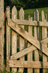 Fototapeta premium Old wooden gate on farm