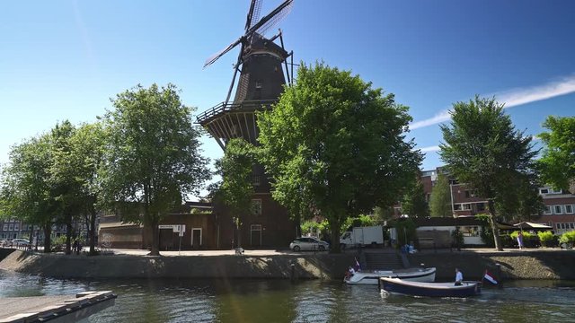 Windmill 'De Gooyer' in the inner city  of Amsterdam, Netherlands