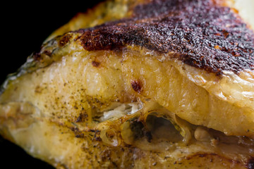 fish on black background baked