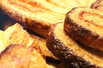 A close view of typical crispy Basque pastries and sweets, in Spain