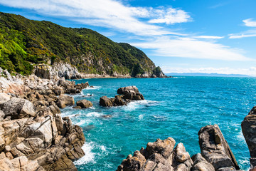 Fototapeta na wymiar A beautiful beach along the coastline in Abel Tasman National Park, South Island, New Zealand.
